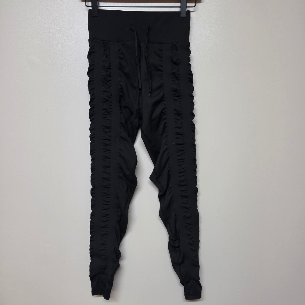 Skinnify Women M Black Resistance Band Leggings Gym Training Athletic Drawstring